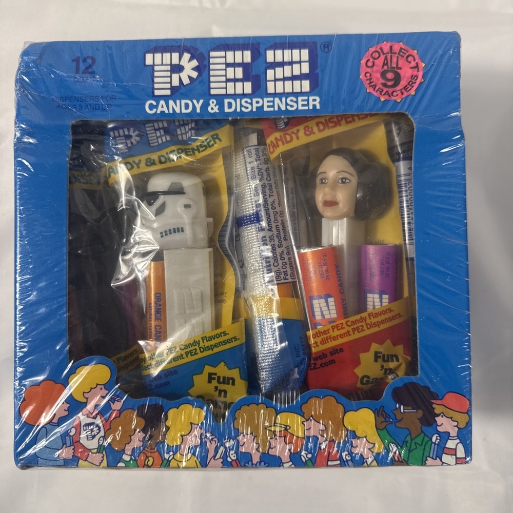 Star Wars PEZ Candy Dispensers Sealed Box #353 Counter Display 12 Count Vintage